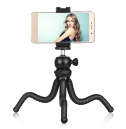 PULUZ Mini Octopus Support de trépied flexible avec tête sphérique et pince pour téléphone + adaptateur de montage pour trépi...