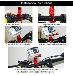 [US Warehouse] PULUZ 360 Degree Rotation Bike Aluminum Handlebar Adapter Mount with Screw for GoPro HERO9 Black /8 Black / Ma...