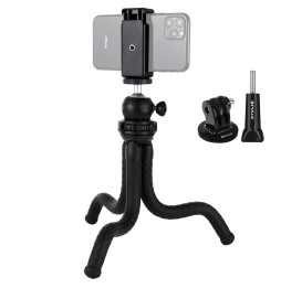 PULUZ Mini Octopus Flexible Tripod Holder with Ball Head & Phone Clamp + Tripod Mount Adapter & Long Screw for SLR Cameras, G...