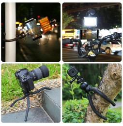 PULUZ 4 en 1 Kit de support de mini pieuvre Vlogging Live + Kit lumière de studio + microphone + pinces pour téléphone (noir)...