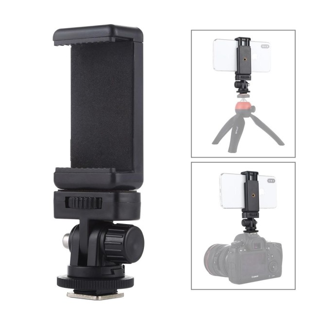 PULUZ 1/4 inch Screw Thread Cold Shoe Tripod Mount Adapter with Phone Clamp für 3,60 €