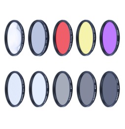RUIGPRO for GoPro HERO9 Black Professional 52mm 52mm 10 in 1 UV+ND2+ND4+ND8+Star 8+ +CPL+Yellow/Red/Purple+10X Close-up Lens ...
