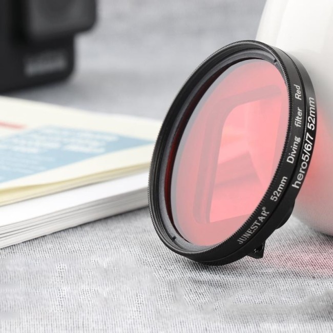 RUIGPRO pour GoPro HERO 7/6/5 professionnel 52mm filtre d'objectif de couleur rouge avec bague d'adaptation de filtre et capu...