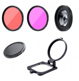 RUIGPRO for GoPro HERO8 58mm 16X Macro Lens + Red/Purple Diving Lens Filter + Dive Housing Waterproof Case Kits with Filter A...