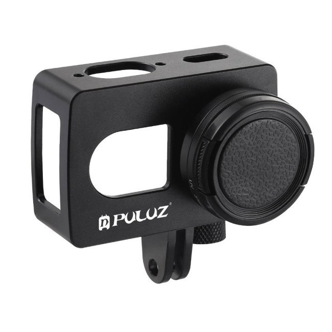 PULUZ Housing Shell CNC Aluminum Alloy Protective Cage with 37mm UV Lens for Xiaomi Xiaoyi II 4K Action Camera (Black) für 20...