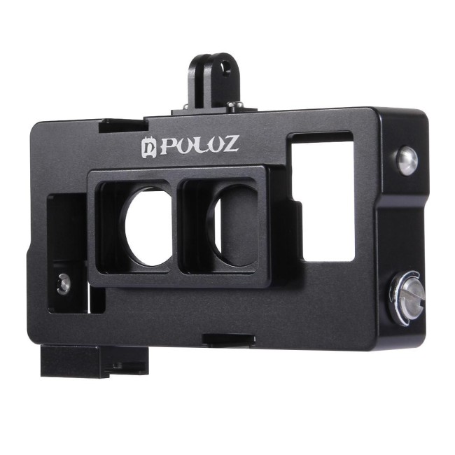 PULUZ 2 in 1 Housing Shell CNC Aluminum Alloy Protective Cage with Lens Frame for GoPro HERO4 /3+(Black) für 209,43 €
