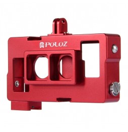 PULUZ 2 in 1 Housing Shell CNC Aluminum Alloy Protective Cage with Lens Frame for GoPro HERO4 /3+(Red) voor 209,43 €