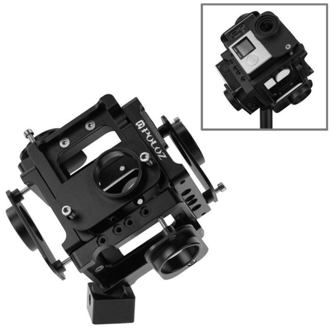 PULUZ 6 in 1 CNC Aluminum Alloy Housing Shell Protective Cage with Screw for GoPro HERO4 /3+(Black) voor 232,65 €