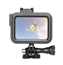 PULUZ for GoPro HERO8 Black Standard Border Aluminum Alloy Frame Mount Protective Case with Base Buckle & Long Screw(Black) f...