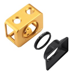 PULUZ for Sony RX0 Aluminum Alloy Protective Cage + 37mm UV Filter Lens + Lens Sunshade with Screws and Screwdrivers(Gold) vo...