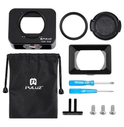 PULUZ for Sony RX0 Aluminum Alloy Protective Cage + 37mm UV Filter Lens + Lens Sunshade with Screws and Screwdrivers(Black) f...