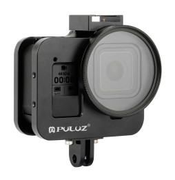 PULUZ Housing Shell CNC Aluminum Alloy Protective Cage with Insurance Frame & 52mm UV Lens for GoPro HERO8 Black(Black) à €37.90