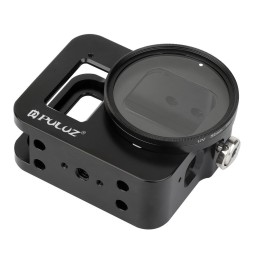 PULUZ Housing Shell CNC Aluminum Alloy Protective Cage with Insurance Frame & 52mm UV Lens for GoPro HERO8 Black(Black) für €...