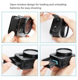 PULUZ Housing Shell CNC Aluminum Alloy Protective Cage with Insurance Frame & 52mm UV Lens for GoPro HERO8 Black(Black) voor ...