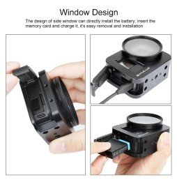 PULUZ Housing Shell CNC Aluminum Alloy Protective Cage with 52mm UV Lens for GoPro HERO8 Black(Black) für 32,05 €