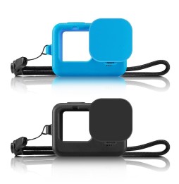 PULUZ for GoPro HERO9 Black Silicone Protective Case Cover with Wrist Strap & Lens Cover(Blue) à 3,45 €