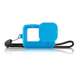 PULUZ for GoPro HERO9 Black Silicone Protective Case Cover with Wrist Strap & Lens Cover(Blue) at 3,45 €