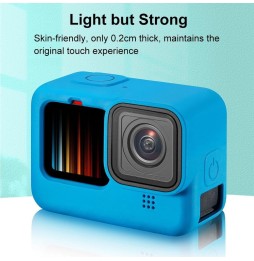PULUZ for GoPro HERO9 Black Silicone Protective Case Cover with Wrist Strap & Lens Cover(Blue) at 3,45 €