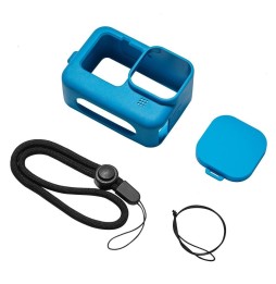 PULUZ for GoPro HERO9 Black Silicone Protective Case Cover with Wrist Strap & Lens Cover(Blue) voor 3,45 €