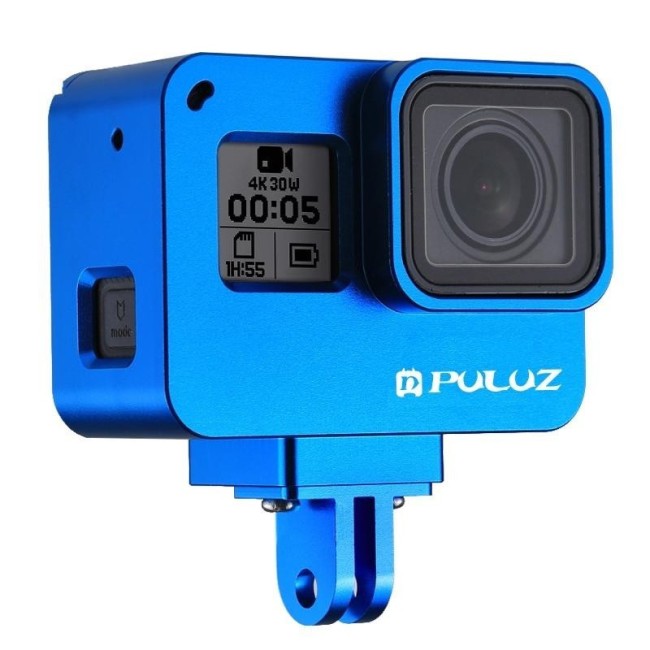PULUZ Housing Shell CNC Aluminum Alloy Protective Cage with Insurance Frame for GoPro HERO(2018) /7 Black /6 /5(Blue) at 39,20 €