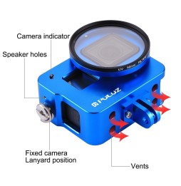 PULUZ Housing Shell CNC Aluminum Alloy Protective Cage with 52mm UV Lens for GoPro HERO(2018) /7 Black /6 /5(Blue) at 26,68 €