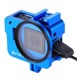 PULUZ Housing Shell CNC Aluminum Alloy Protective Cage with 52mm UV Lens for GoPro HERO(2018) /7 Black /6 /5(Blue) at 26,68 €