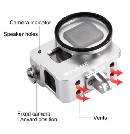 PULUZ Housing Shell CNC Aluminum Alloy Protective Cage with 52mm UV Lens for GoPro HERO(2018) /7 Black /6 /5(Silver) at 26,68 €