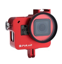 PULUZ Housing Shell CNC Aluminum Alloy Protective Cage with 52mm UV Lens for GoPro HERO(2018) /7 Black /6 /5(Red) at 26,68 €