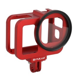 PULUZ for GoPro HERO8 Black Housing Shell CNC Aluminum Alloy Protective Cage with Insurance Frame & 52mm UV Lens(Red) voor 41...