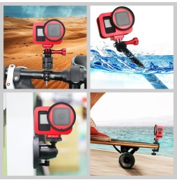 PULUZ for GoPro HERO8 Black Housing Shell CNC Aluminum Alloy Protective Cage with Insurance Frame & 52mm UV Lens(Red) at 41,03 €