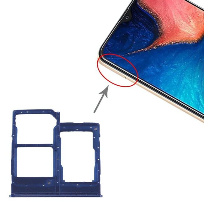 Tiroir carte SIM + Micro SD pour Samsung Galaxy A20e SM-A202F (Bleu) à 5,90 €