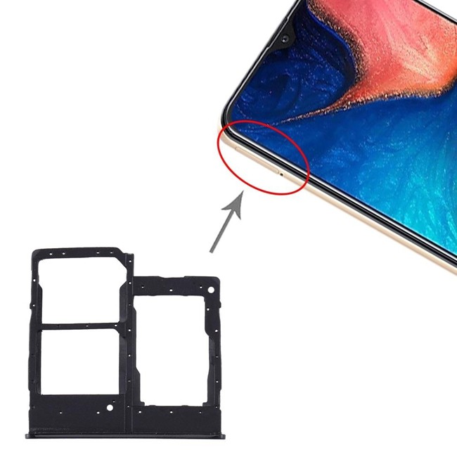 SIM + Micro SD Card Tray for Samsung Galaxy A20e SM-A202F (Black) at 5,90 €