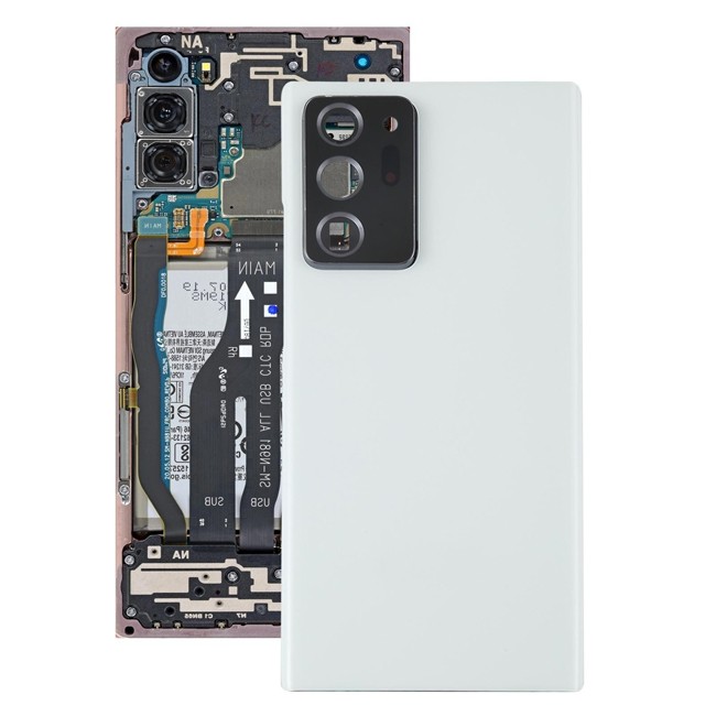 Cache arrière avec lentille pour Samsung Galaxy Note 20 Ultra SM-N985 / SM-N986 (Blanc)(Avec Logo) à 21,85 €
