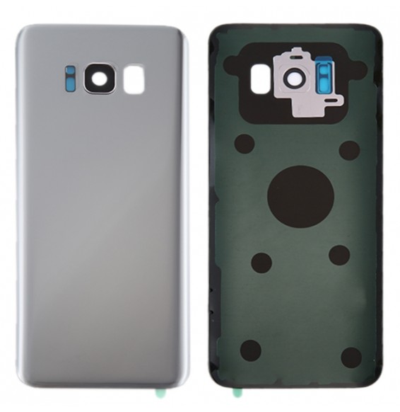 Battery Back Cover with Lens Cover & Adhesive for Samsung Galaxy S8+ SM-G955 (Silver)(With Logo)