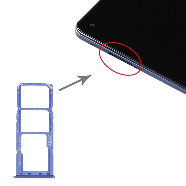 Tiroir carte SIM + Micro SD pour Samsung Galaxy A21s SM-A217 (Bleu) à 5,90 €