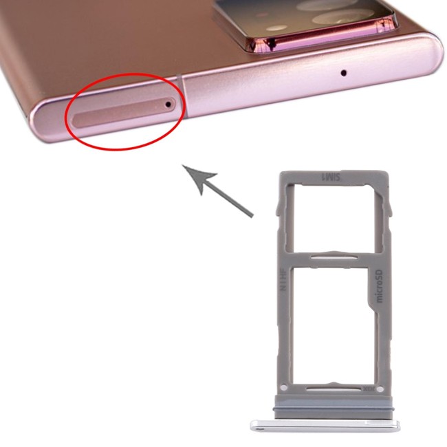 SIM + Micro SD Card Tray for Samsung Galaxy Note 20 Ultra SM-N985 / SM-N986 (Silver) at 6,90 €