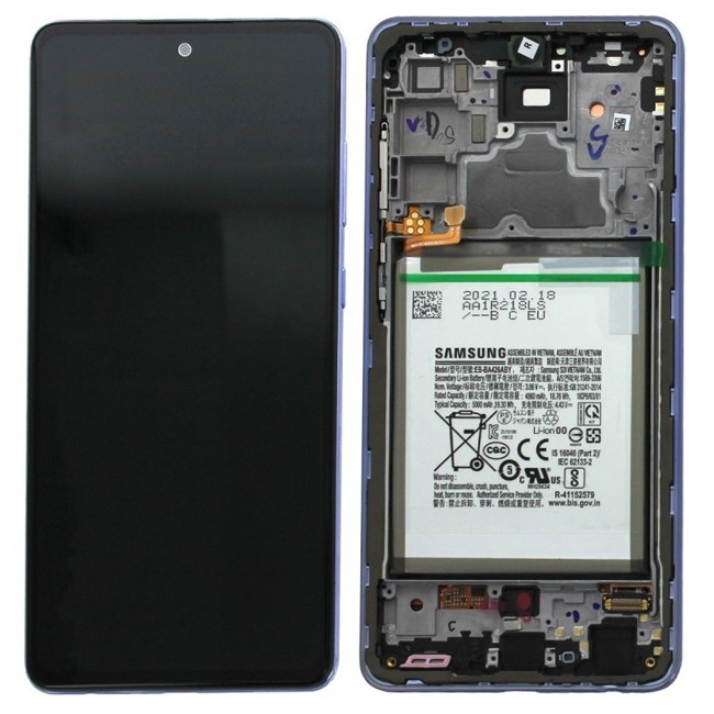 Original LCD Screen with Frame + Battery for Samsung Galaxy A72 SM-A725 / A72 5G SM-A726 Purple at €111.90