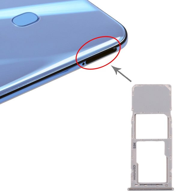 SIM + Micro SD kaart houder voor Samsung Galaxy A20 SM-A205 (Zilver) voor 6,90 €