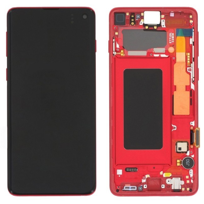 Original Display LCD mit Rahmen für Samsung Galaxy S10 SM-G973 (Rot) für 249,90 €