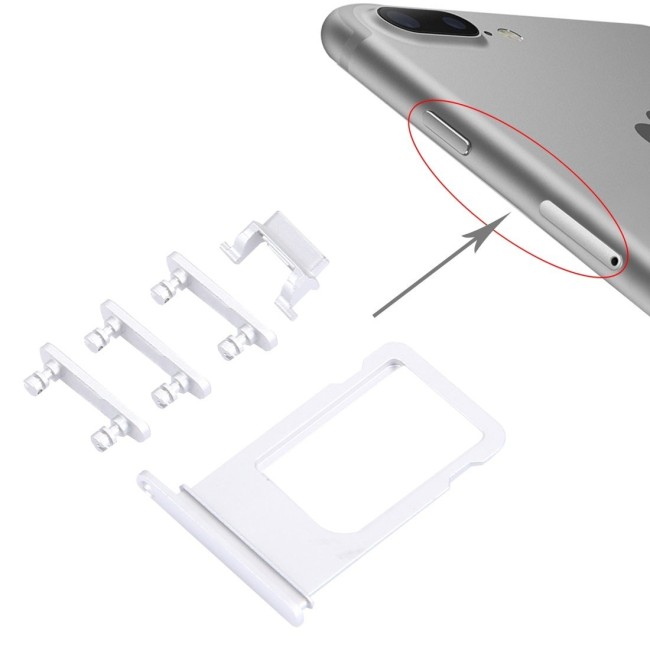 Simkaart houder + knoppen voor iPhone 7 Plus (Zilver) voor 7,90 €