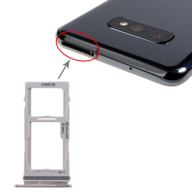 Tiroir carte SIM + Micro SD pour Samsung Galaxy S10 SM-G973 (Blanc) à 6,90 €