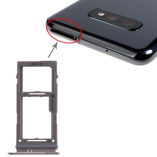 Tiroir carte SIM + Micro SD pour Samsung Galaxy S10+ SM-G975 (Noir) à 6,90 €