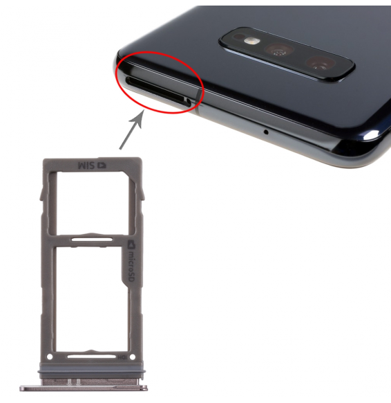 SIM + Micro SD Card Tray for Samsung Galaxy S10+ SM-G975 (Black)