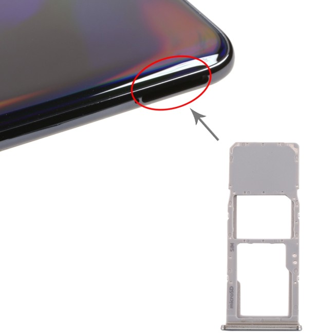 SIM + Micro SD kaart houder voor Samsung Galaxy A70 SM-A705 (Zilver) voor 6,90 €