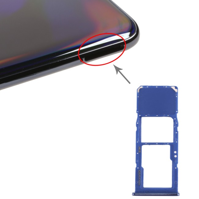 Tiroir carte SIM + Micro SD pour Samsung Galaxy A70 SM-A705 (Bleu) à 6,90 €
