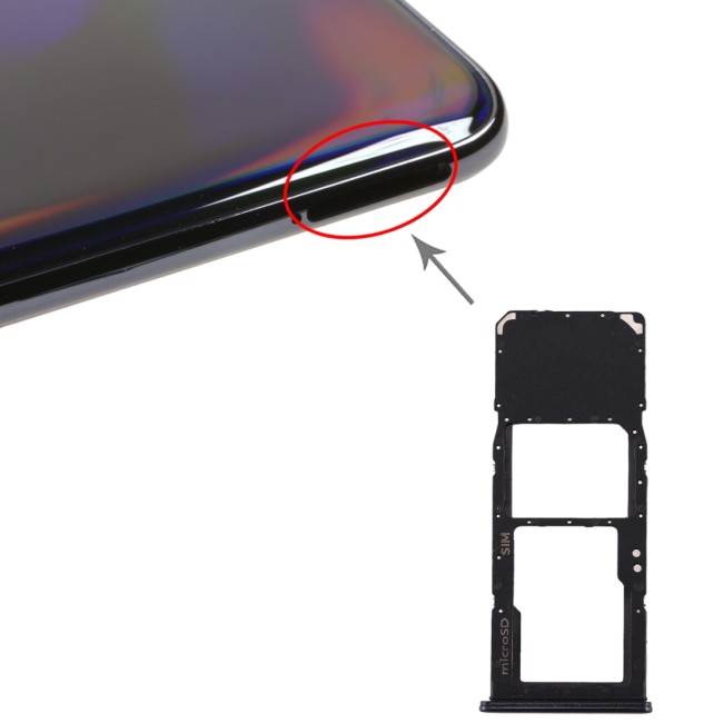 SIM + Micro SD kaart houder voor Samsung Galaxy A70 SM-A705 (Zwart) voor 6,90 €