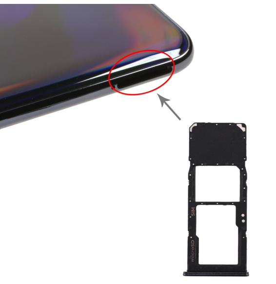 SIM + Micro SD Card Tray for Samsung Galaxy A70 SM-A705 (Black)