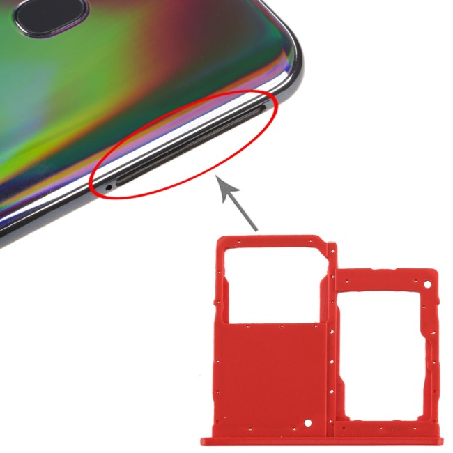 Tiroir carte SIM + Micro SD pour Samsung Galaxy A40 SM-A405F (Rouge) à 5,90 €