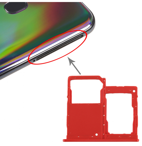 SIM + Micro SD Card Tray for Samsung Galaxy A40 SM-A405F (Red)