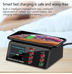 Charging / test station 6x USB + USB QC 3.0 + PD Type-C 65W + Wireless Charging with LED Screen at 57,95 €